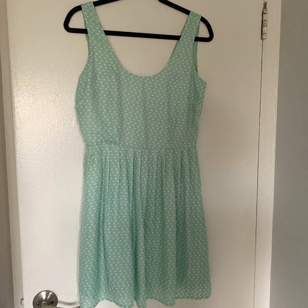 Green mini polka dot dress